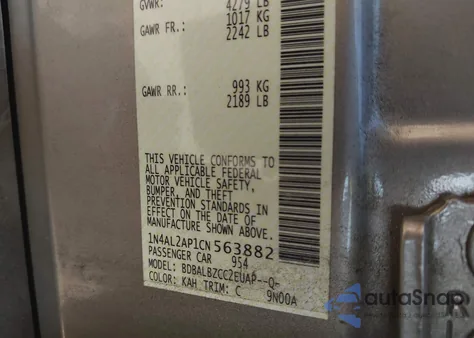 2012 Nissan Altima 2.5 S z USA, uszkodzony, nr VIN 1N4AL2AP1CN563882